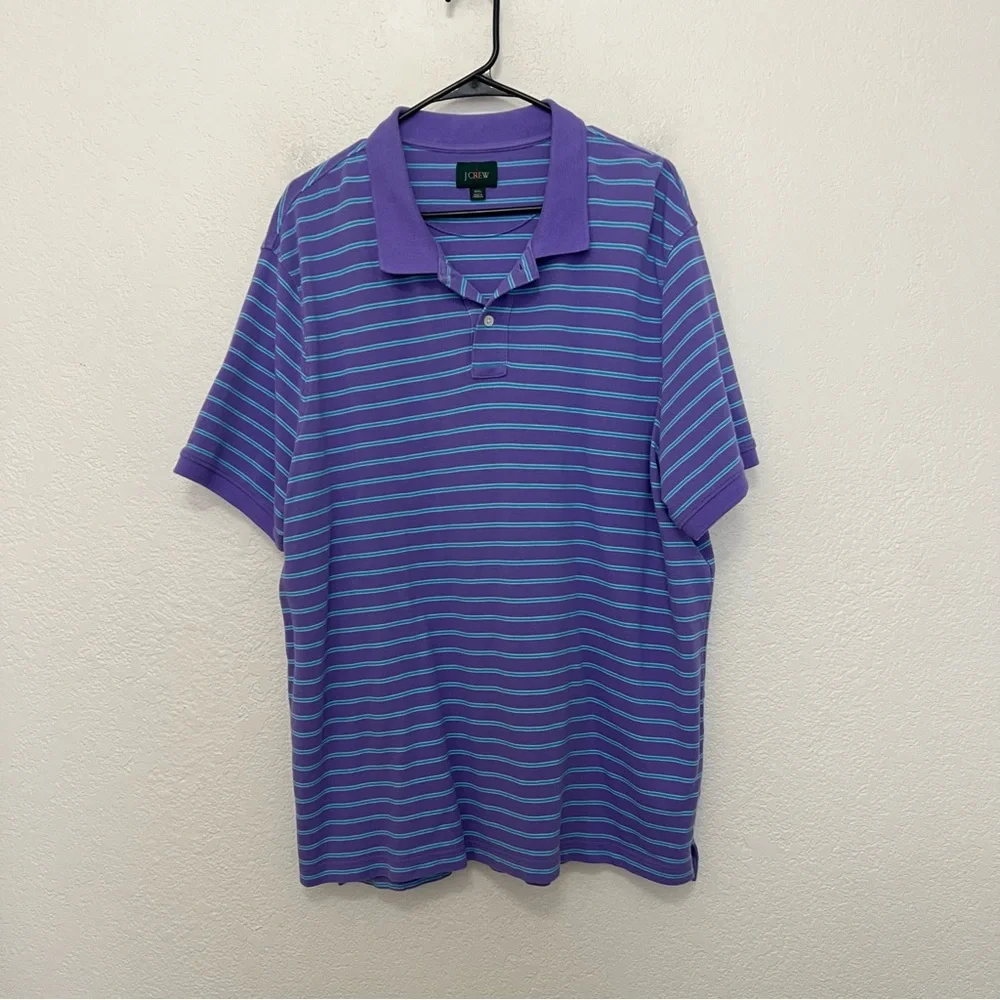 J. Crew Purple Striped Polo Collared 100% Cotton Shirt Men’s XXL